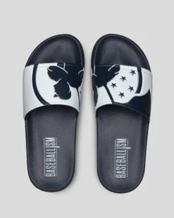 Star Spangled Flag Man Slides - White/Navy-6610763677766
