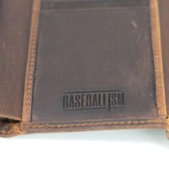 Flag Man Badge Trifold Glove Leather Wallet - Oak-3934130372678 -Baseball Equipment Store Flag Man Badge Trifold 5