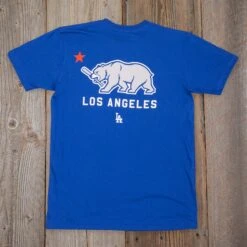 Bear Flag - Los Angeles Dodgers-6966394421318 -Baseball Equipment Store baseballism cali bear mens tee Dodgers 004