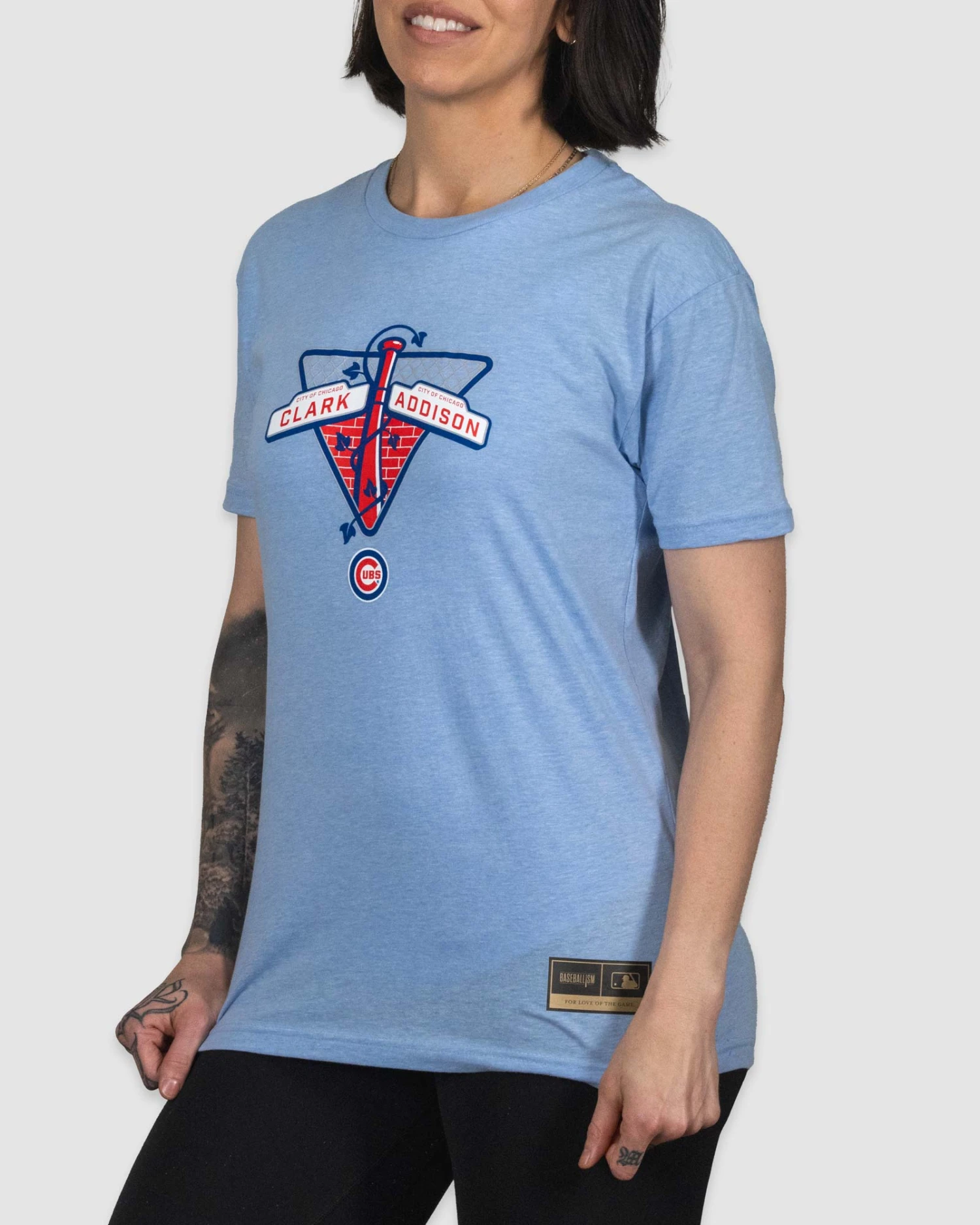 Clark & Addison Women's Warm-Up Tee - Chicago Cubs-7285345648710 3 Clark & Addison Women's Warm-Up Tee - Chicago Cubs-7285345648710