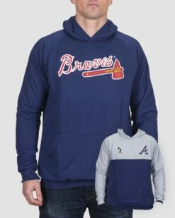Double Play Reversible Hoodie - Atlanta Braves-7059141328966