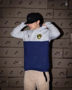 Double Play Reversible Hoodie - Milwaukee Brewers-7079043334214 -Baseball Equipment Store baseballism mlb reversible hoodie mens Brewers 009