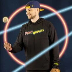 Double Play Reversible Hoodie: Party Animals - Baseballism X Savannah Bananas-7146654203974 -Baseball Equipment Store baseballism party animals reversible hoodie 001