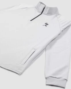 Brock Base Patch Quarter Zip (Grey)-7304104738886 -Baseball Equipment Store baseballism quarterzip pullover sweatshirt grey 007